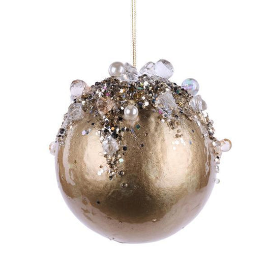 4.5" Jewel Ball Ornament, Champagne