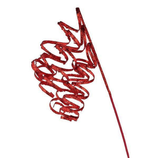 31" Curly Glitter Ribbon Pick, Red
