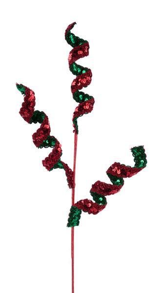 28" Seq/Lace Curl Spray, Emerald/Red