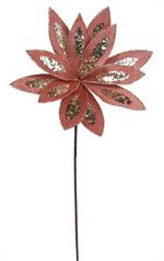 19.5" Velvet/Sequin Poinsettia, Rose Gold