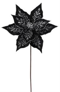 19.5" Velvet/Diamond Poinsettia, Black