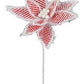 22" Stripe Poinsettia Stem, Red/White