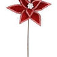 22" Velvet Stripe Poinsettia Stem, Red/White