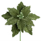12.5" Embossed Velvet Poinsettia, Sage Green