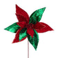 12" Velvet/Metallic Poinsettia, Red/Emerald