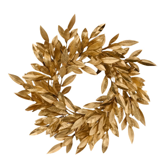 24" Bay Leaf Wreath, Gold