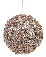 5" Sequin/Bead Ball Ornament, Champagne