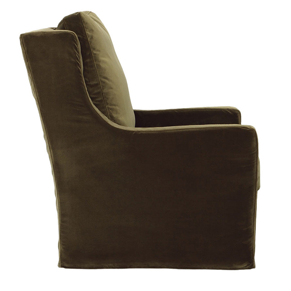 Bret Swivel Glider Chair, Vintage Velvet Olive