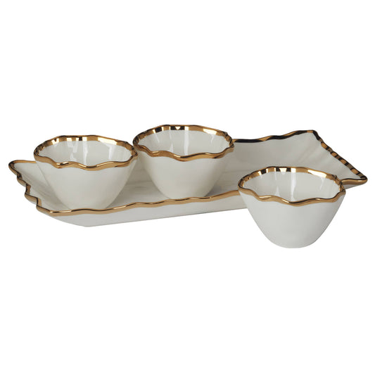 Regency Gold & White Tray w/ Bowls