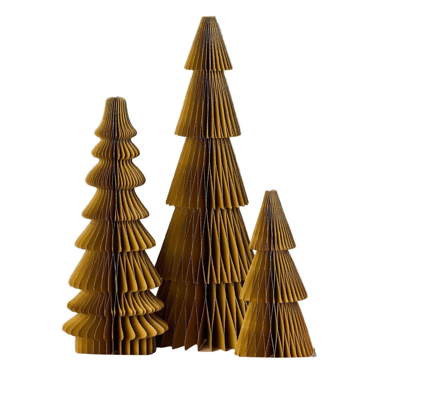 Gold Vintage Folding Paper Trees, Set of 3