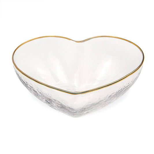 Clear Glass w/ Gold Heart Glass Bowl