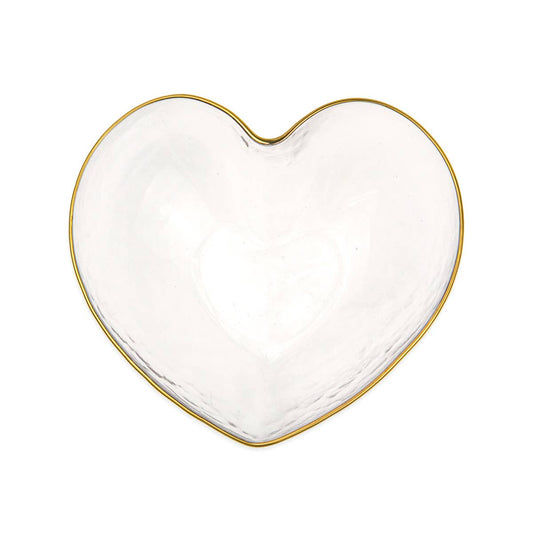 Clear Glass w/ Gold Heart Glass Bowl