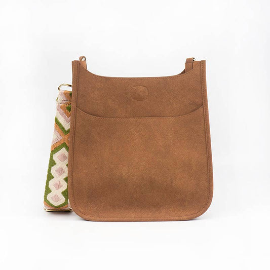 Vegan Suede Messenger Crossbody - Pick Your Strap: Brown / 1. Desert Boho