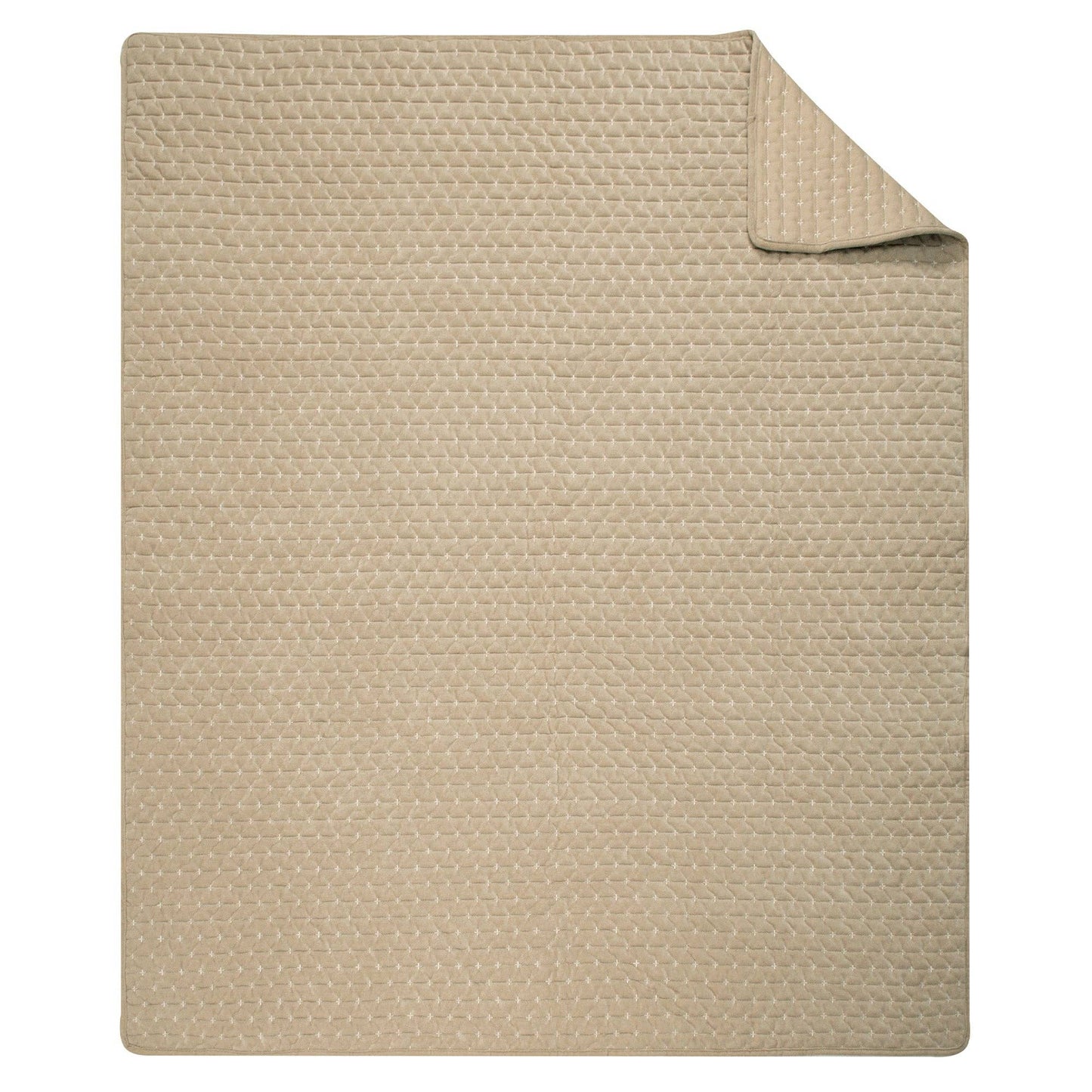 Velvet Stitch Quilted Throw Blanket, Taupe
