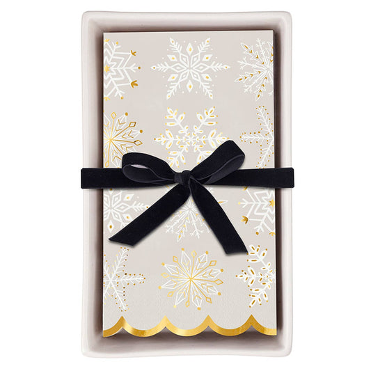 Snowflake Guest Napkins + Ceramic Tray