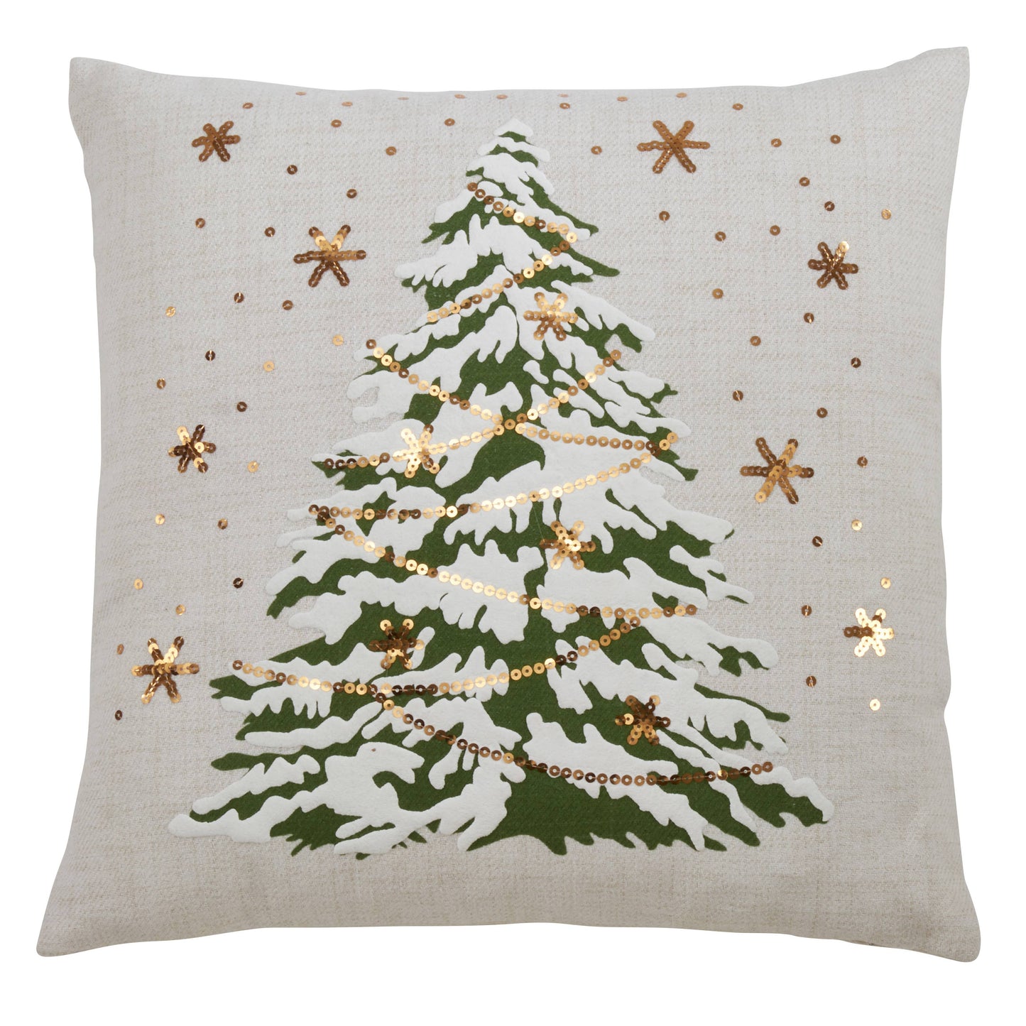 18" Christmas Tree Throw Pillow With LED Lights, White