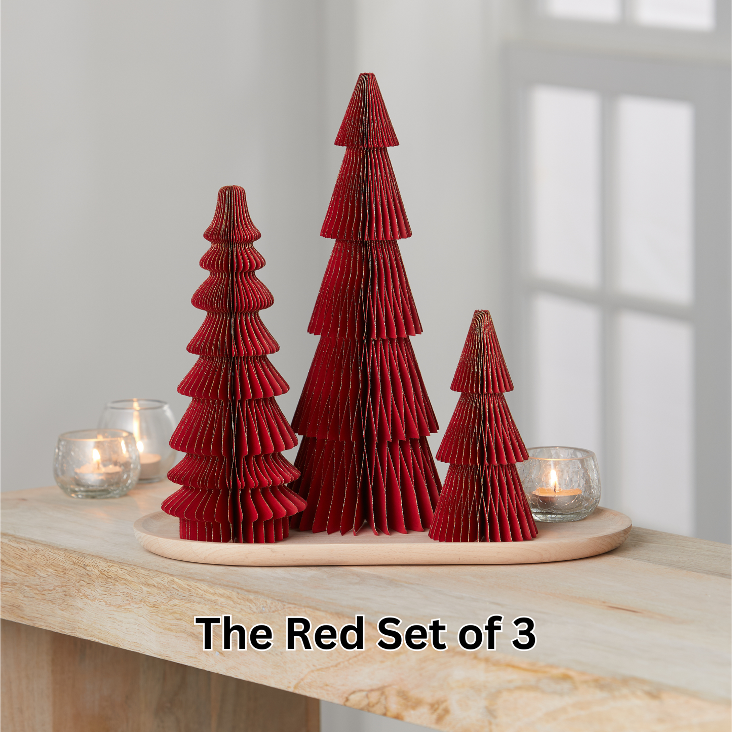 Honeycomb tree & ornaments, festive charm, nostalgic: Set 3 Dusty Mauve