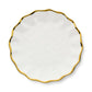Scalloped White & Gold Dinner Plate 11"