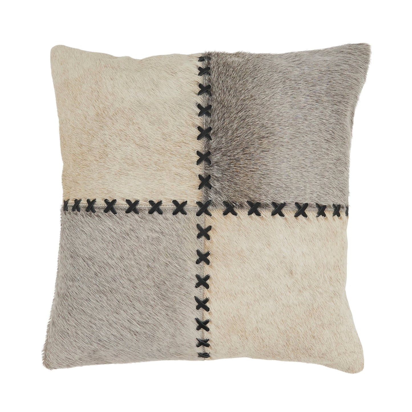 Gray Hide Leather Throw Pillow