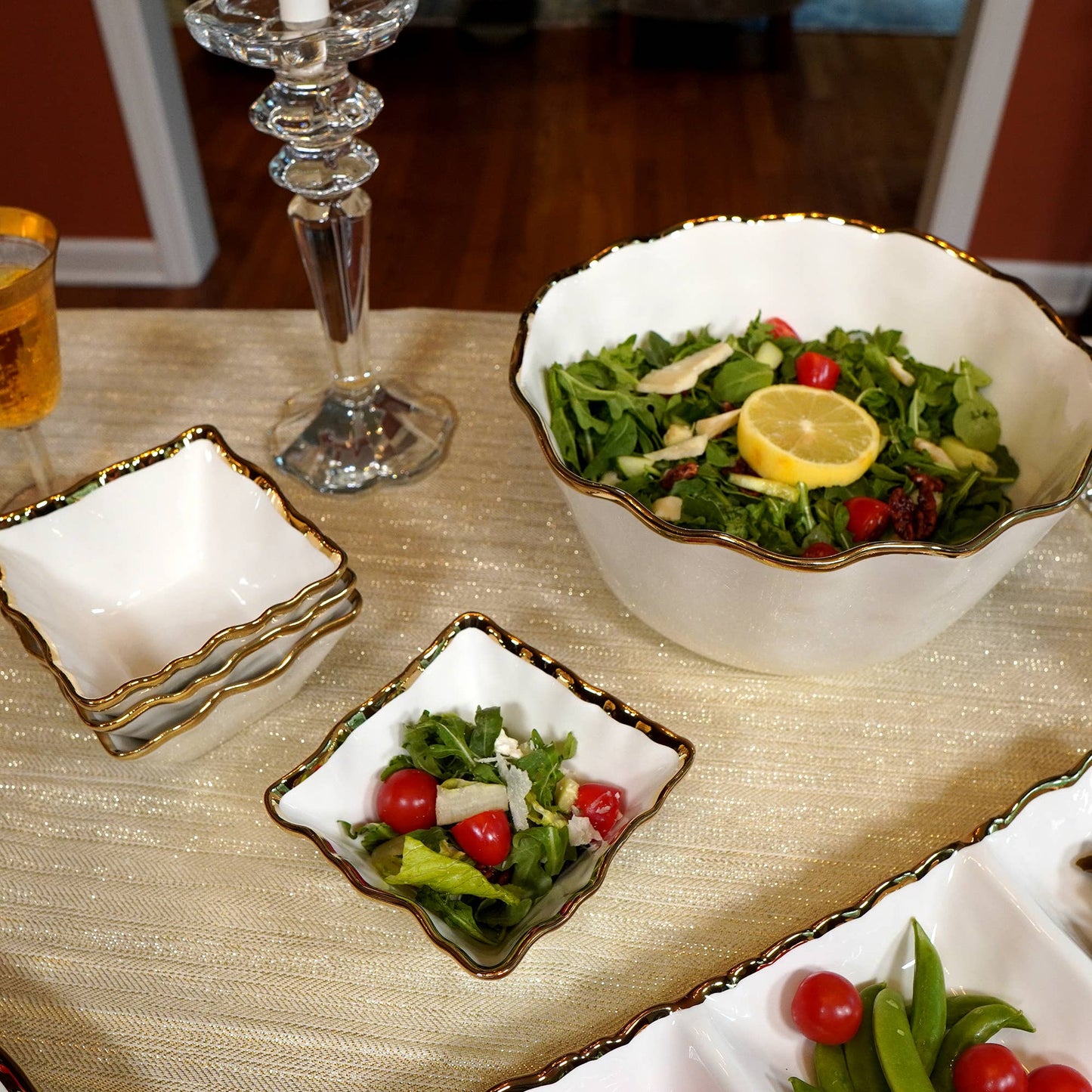 Regency Gold Square Snack Bowls
