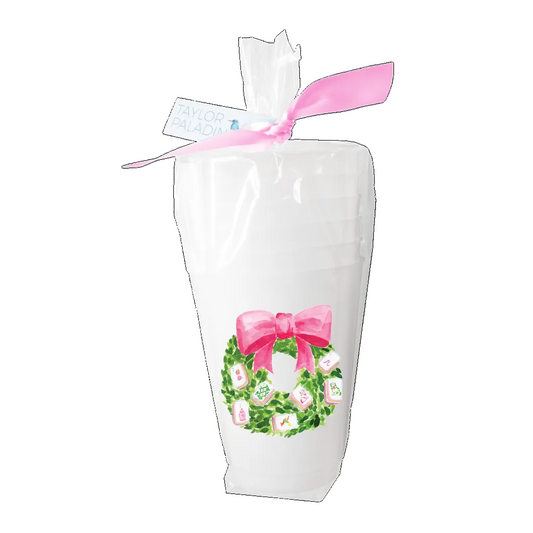 Mahjong Wreath Frosted Cup, Set of 6