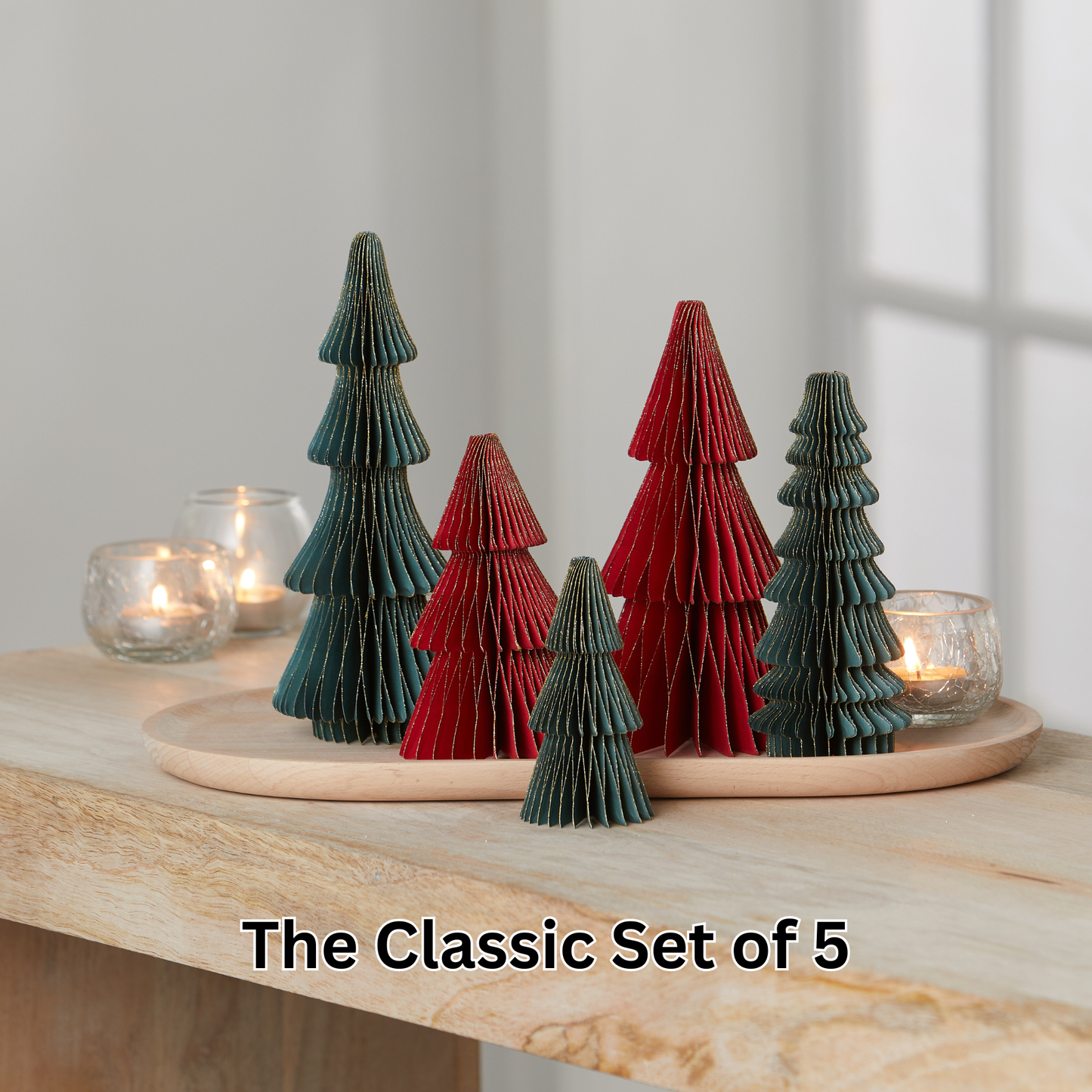 Honeycomb tree & ornaments, festive charm, nostalgic: Set 3 Dusty Mauve