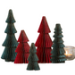 Red & Green Vintage Folding Paper Trees, Set of 5