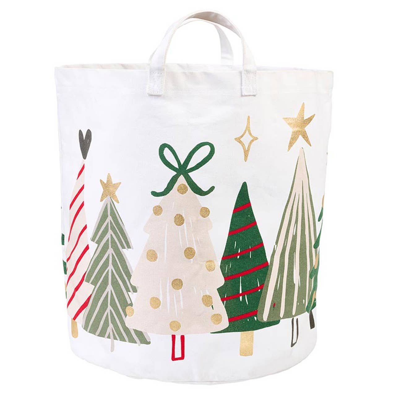 Large Canvas Storage Tote, Assorted Christmas Trees
