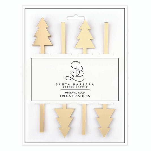 Mirrored Gold Tree Acrylic Stir Sticks, Set of 4