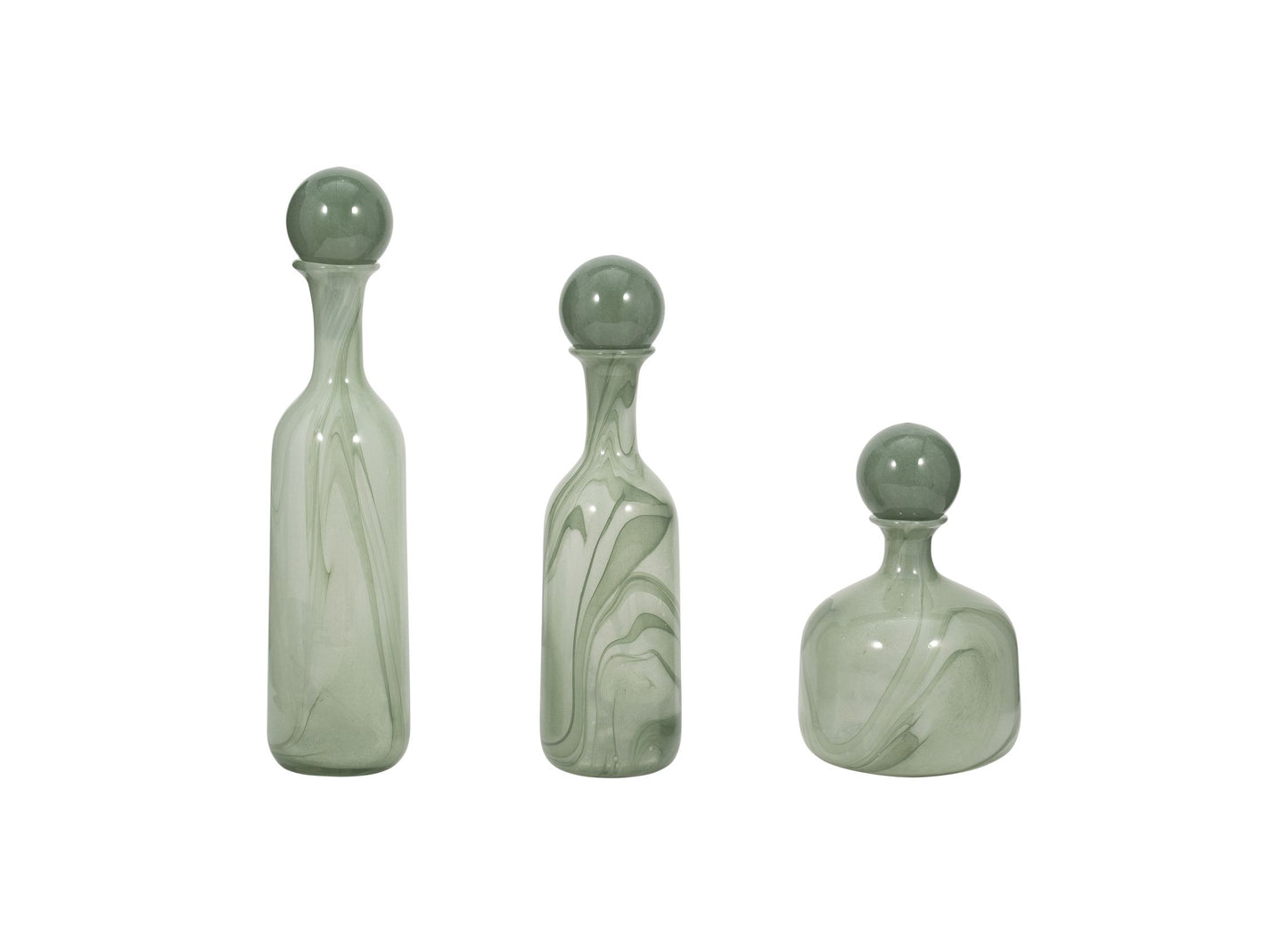 S/3 Verena Green Lidded Vases