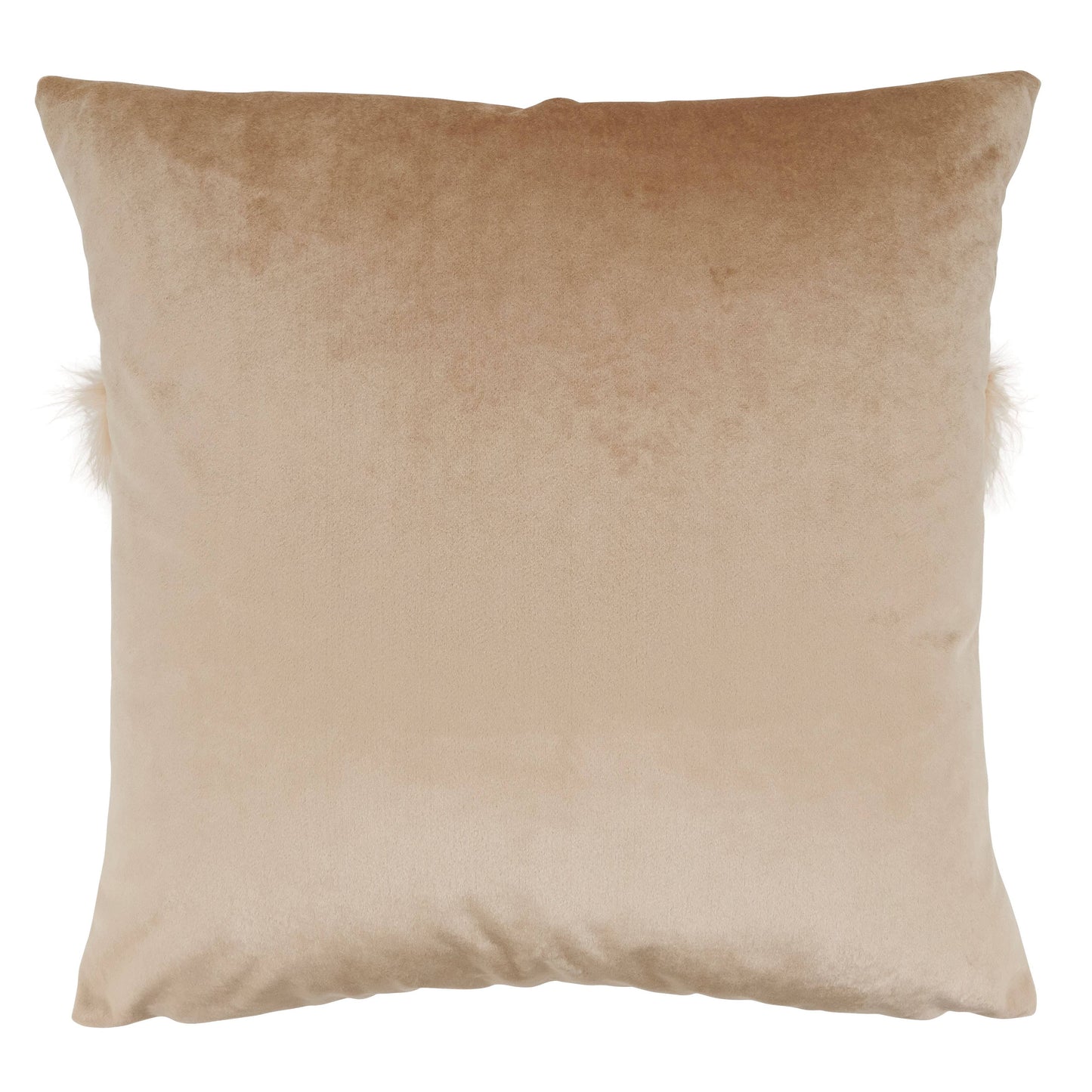 Velvet + Faux Fur Pillow, Champagne, 18"