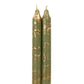 12" Moss Green w/ Gold Taper Candles (Pack of 2)