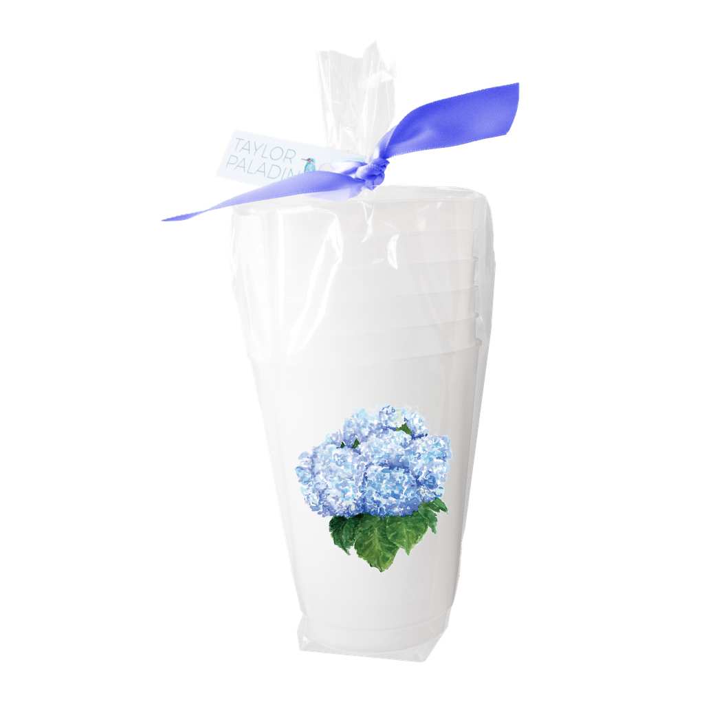 Blue Hydrangea Frosted Cups, Set of 6