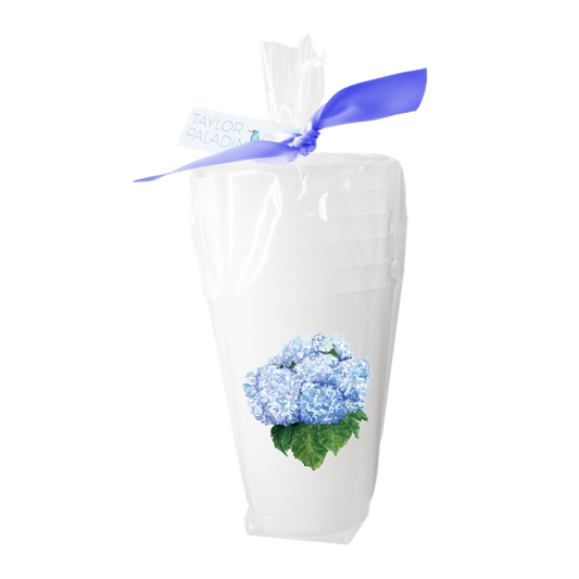 Blue Hydrangea Frosted Cups, Set of 6