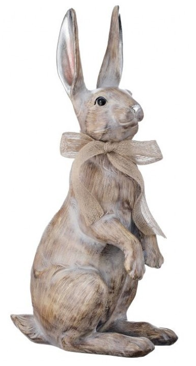 17" Resin Sitting Bunny, Weathered Wood