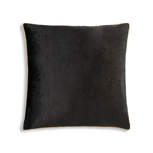 Noah Black Velvet Pillow Featuring Gold Piping