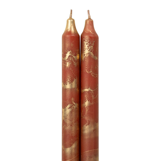 12" Terra Cotta w/ Gold Taper Candles (Pack of 2)