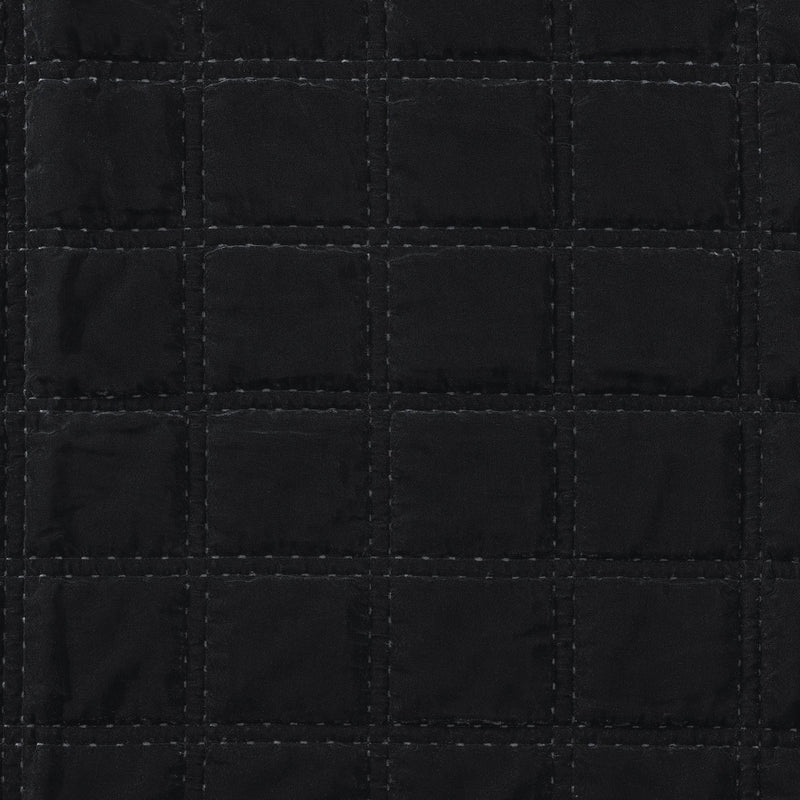 Stella Silk Velvet Double Box Stitch Quilt, Full/Queen, Black, 3PC