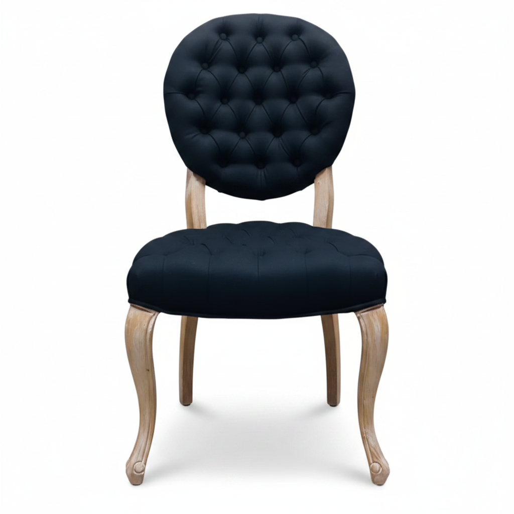 Ellie Linen Tufted Chair, Black