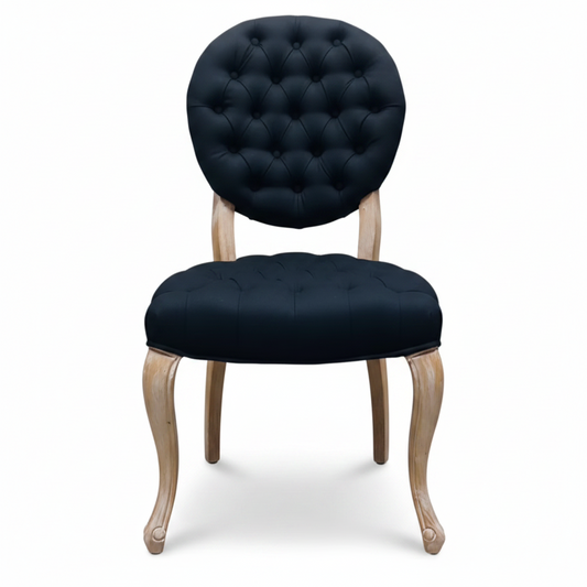 Ellie Linen Tufted Chair, Black