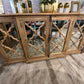 Finley Elm Breakfront Quatrefoil Mirrored Console (Natural)