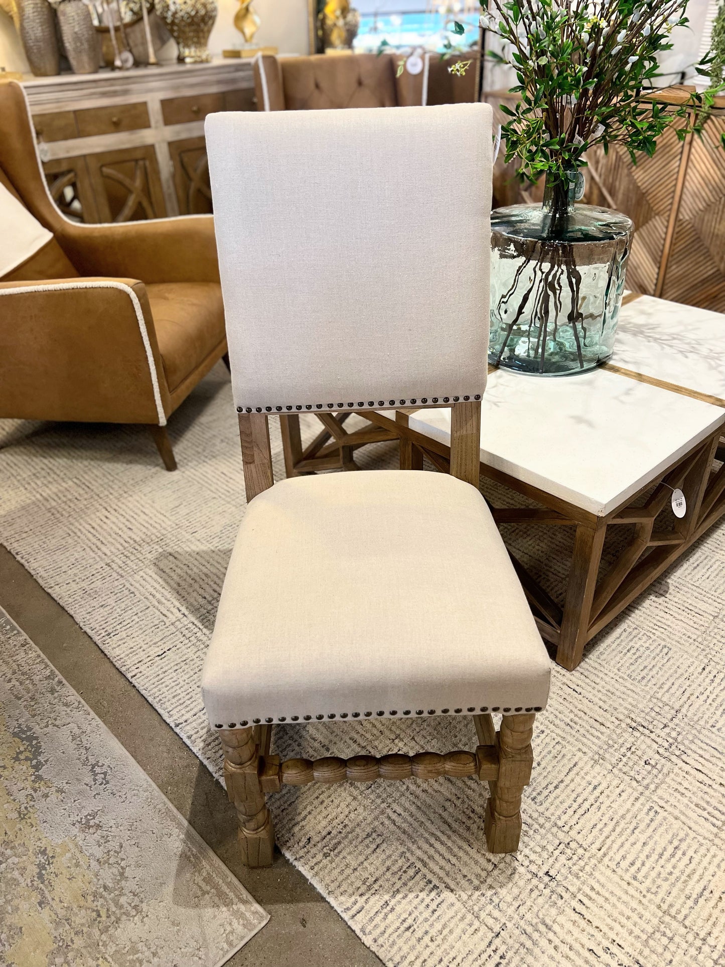 Leslie Square Back Linen Chair