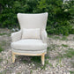 Kirsten Exposed Frame Linen Accent Chair, with Pillow