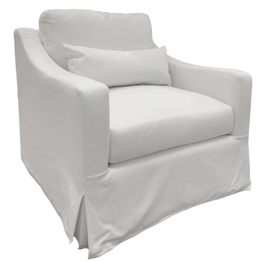 White linen swivel chair hot sale