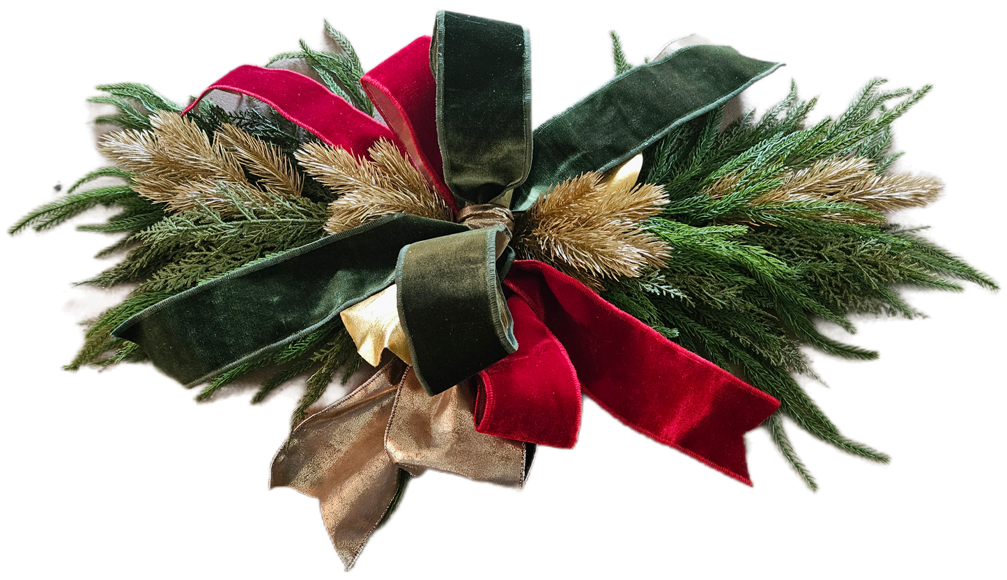 Holiday Greenery With Velvet Bow