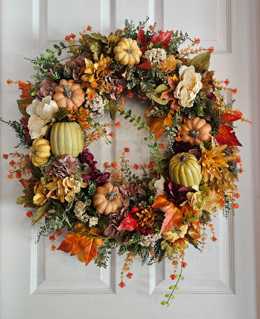 Fall Wreath With Assorted Pumpkins