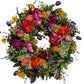 24" Colorful Wreath with Fuchsia Peonies