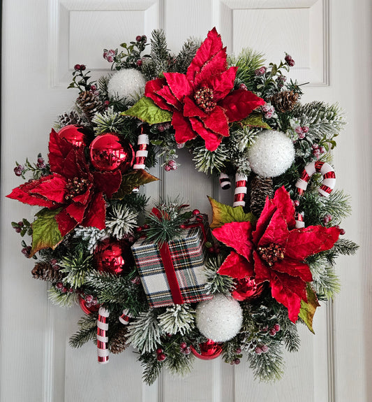 Plaid Present Holiday Wreath