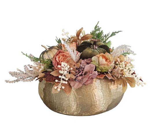 Fall Centerpiece With Olive Green Pumpkin