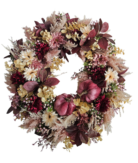 Maroon & Cream Fall Wreath